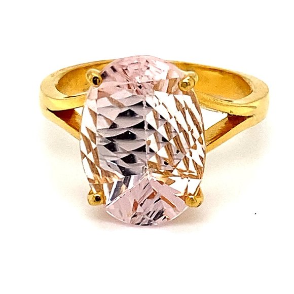 Morganite 6.29ct Solid 22K Yellow Gold Ring - Picture 1 of 6